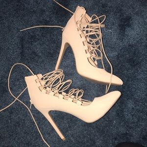 Lace up Nude heels
